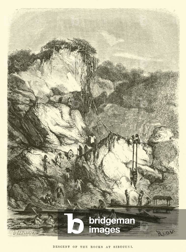 Descent of the rocks at Sibucuni (engraving)
