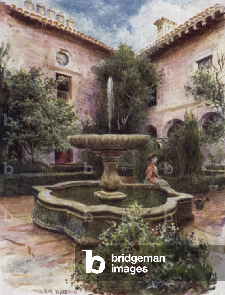 The Alhambra, Garden of Daraxa (colour litho)