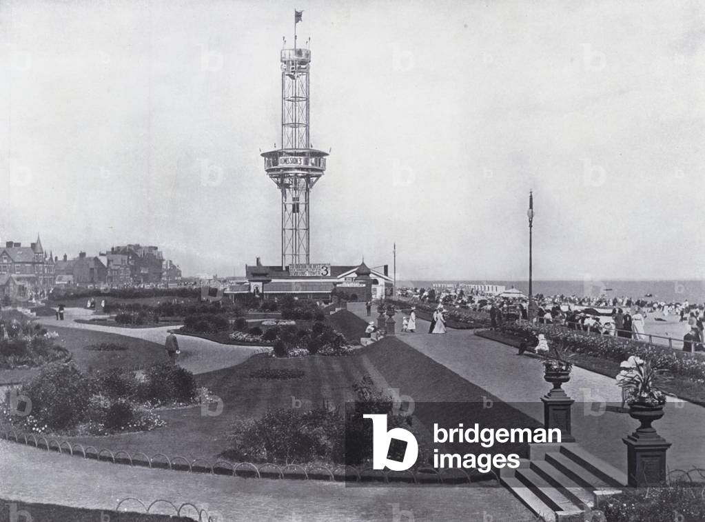 Beach Gardens and Tower, Yarmouth (b/w photo)