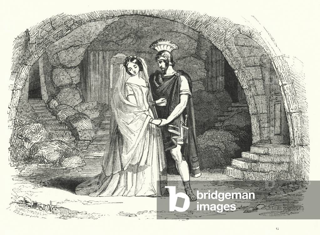 Illustration for the opera Norma, by Bellini (engraving)