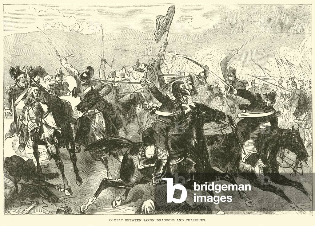 Combat between Saxon Dragoons and Chasseurs, September 1870 (engraving)