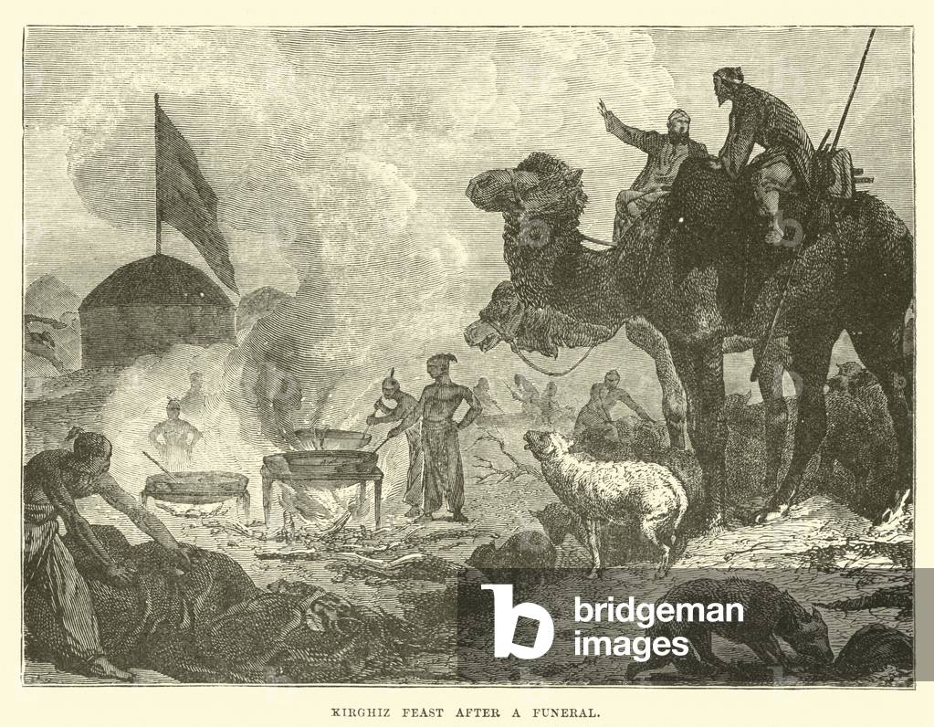 Kirghiz Feast after a funeral (engraving)