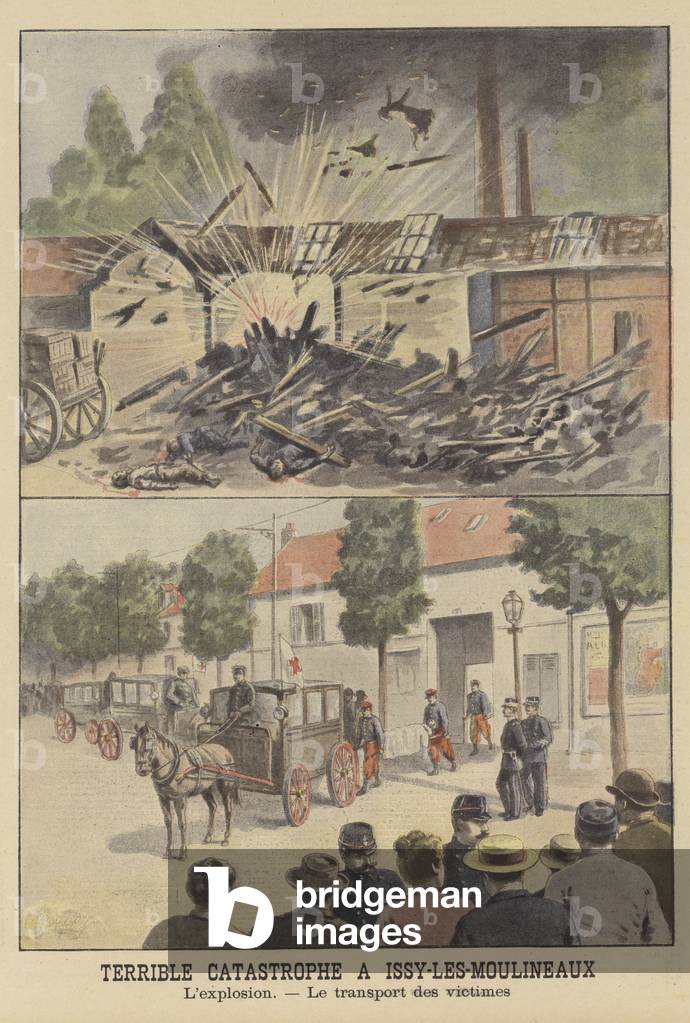 Terrible catastrophe a Issy-les-Moulineaux (colour litho)
