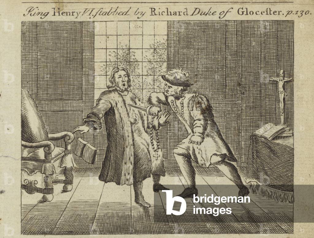 King Henry VI, stabbed by Richard Duke Of Gloucester (engraving)