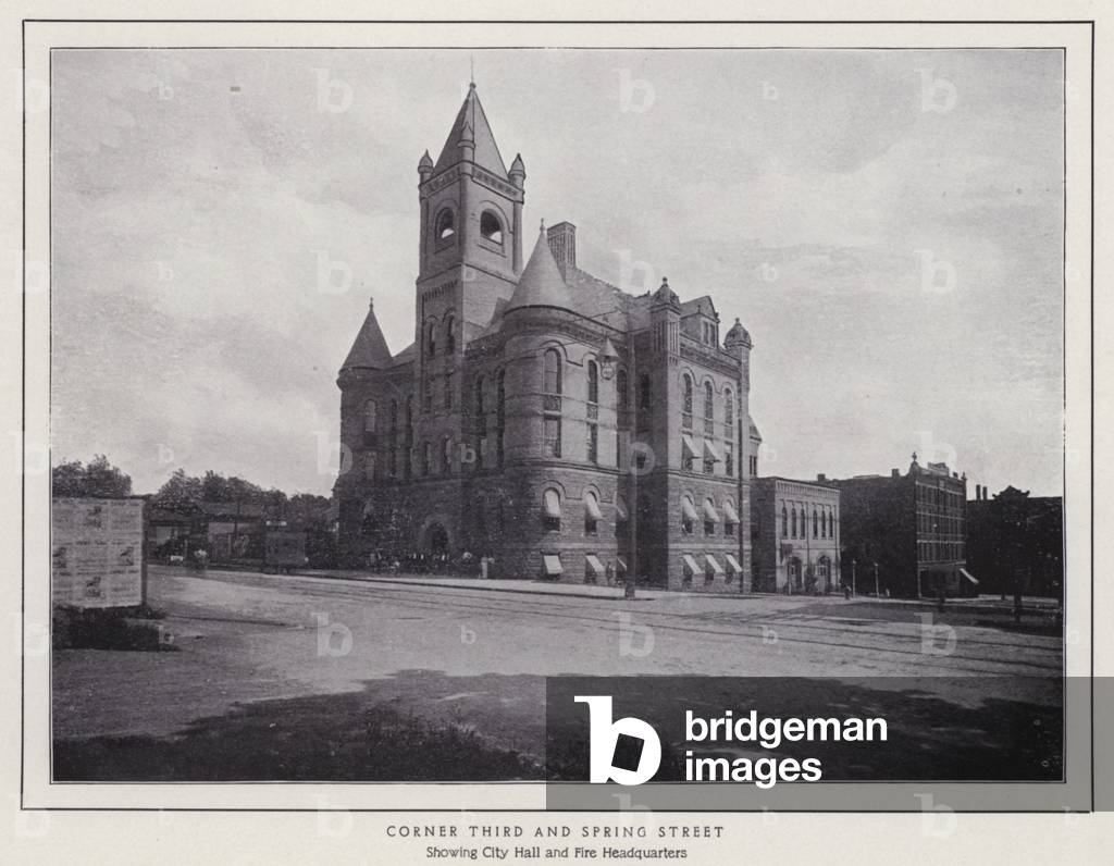 Jamestown, NY: Corner Third and Spring Street (b/w photo)