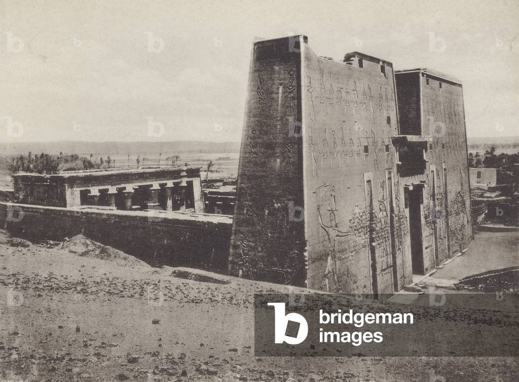 Edfou, General view of the Temple of Horus (b/w photo)