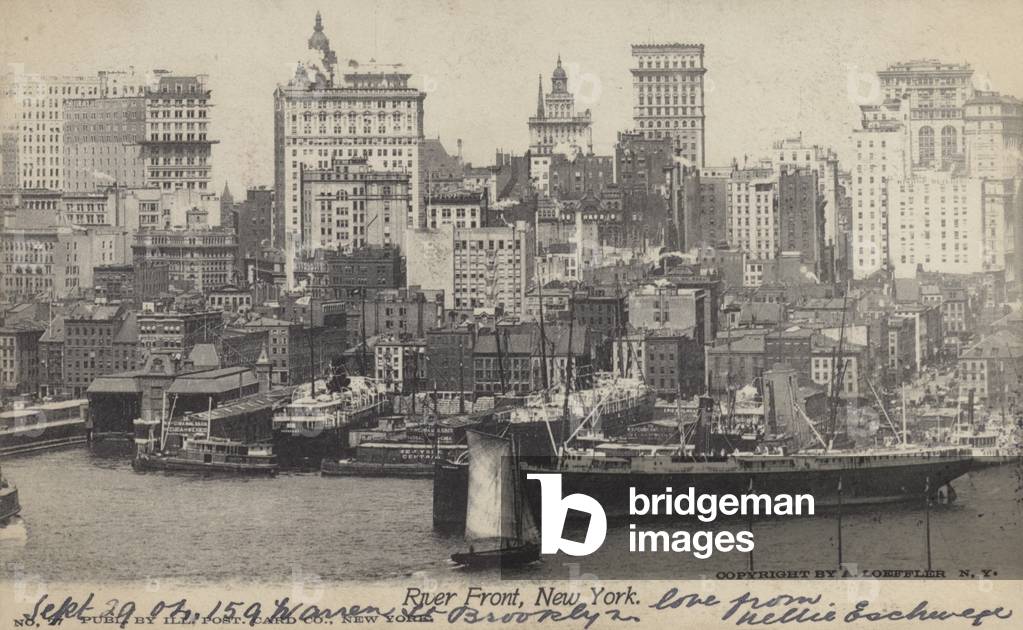 River front, New York City (b/w photo)