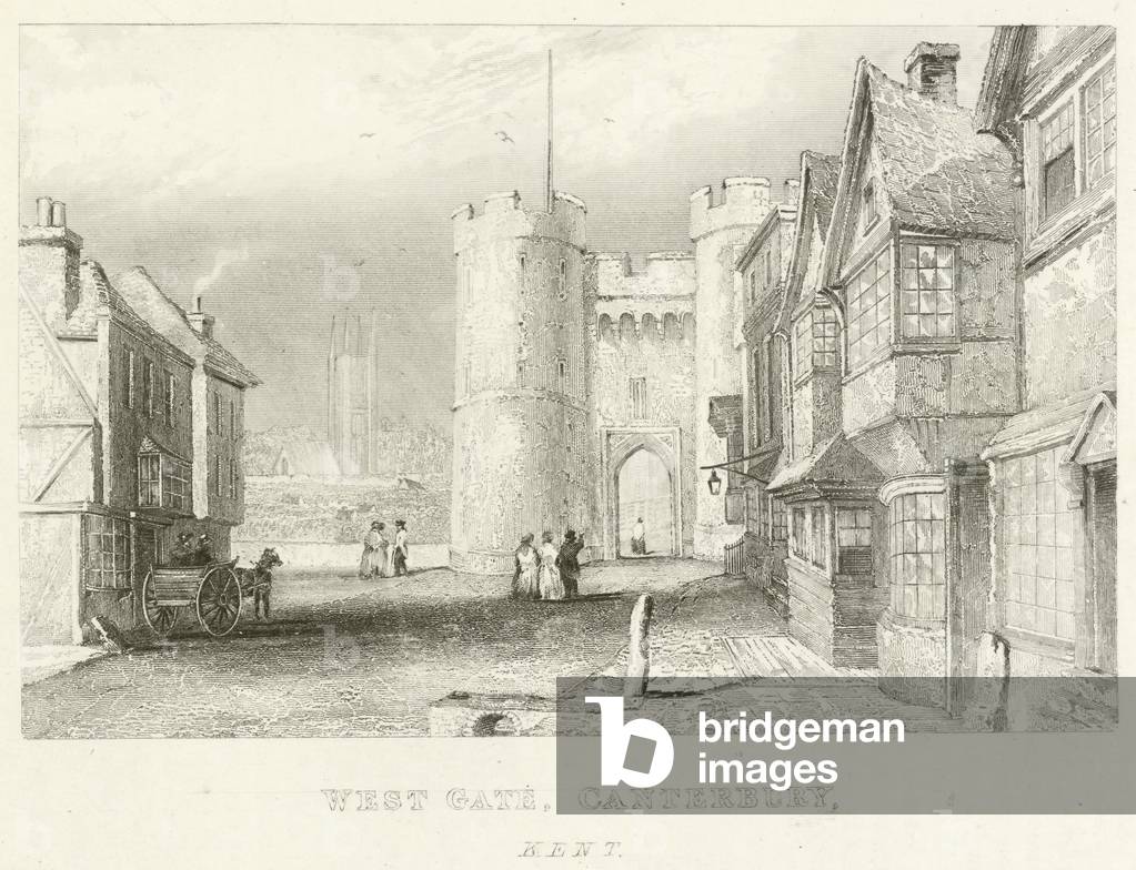 West Gate, Canterbury, Kent (engraving)