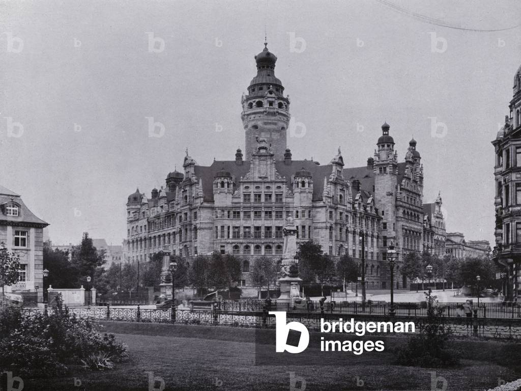 Leipzig: Neues Rathaus Und Carl Tauchnitzbrucke (b/w photo)