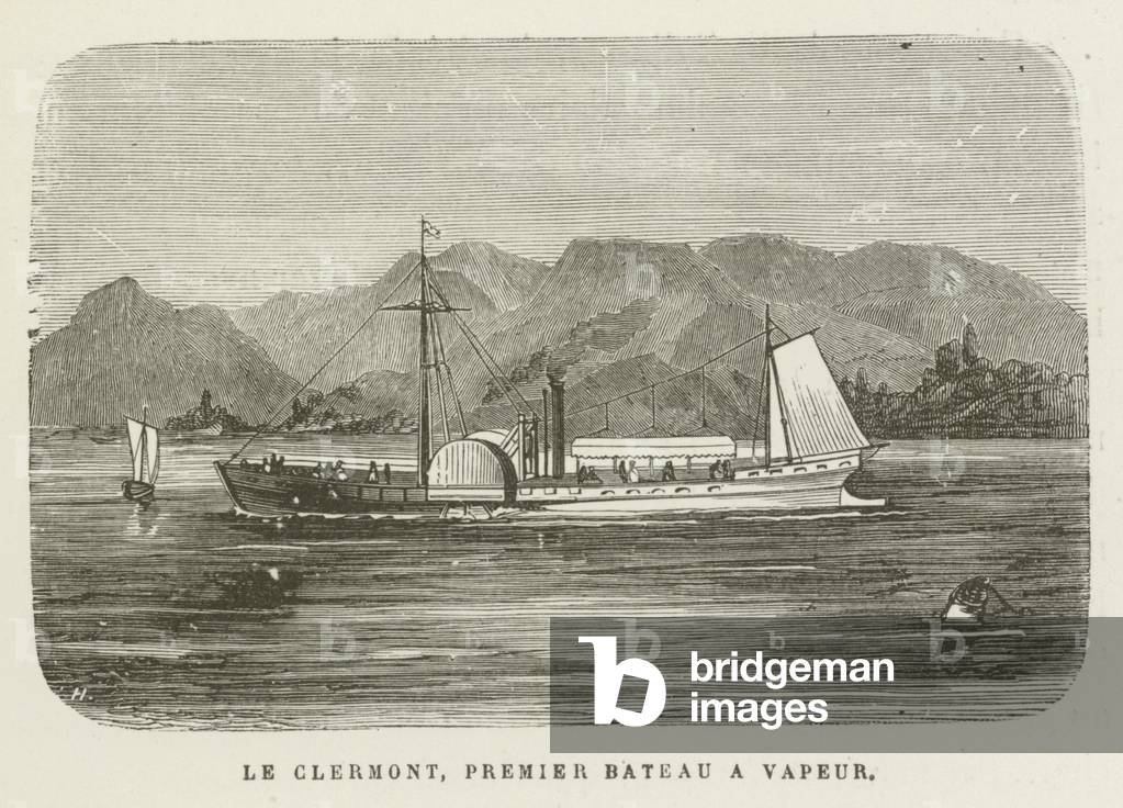 Le Clermont, Premier Bateau a Vapeur (engraving)