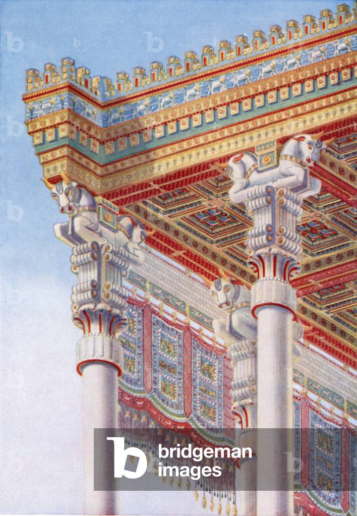 Cedar-Wood Ceiling of the Hypostyle Hall of Xerxes (colour litho)