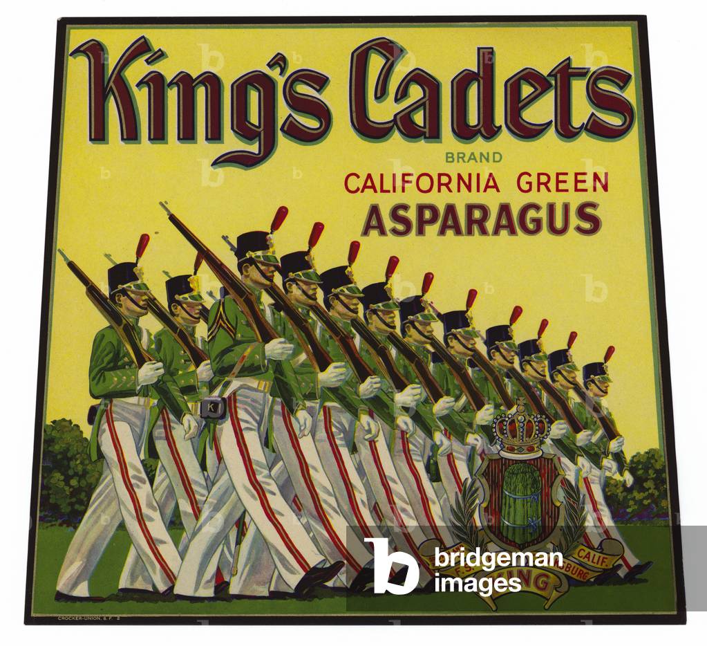 King's Cadets California green asparagus label (colour litho)