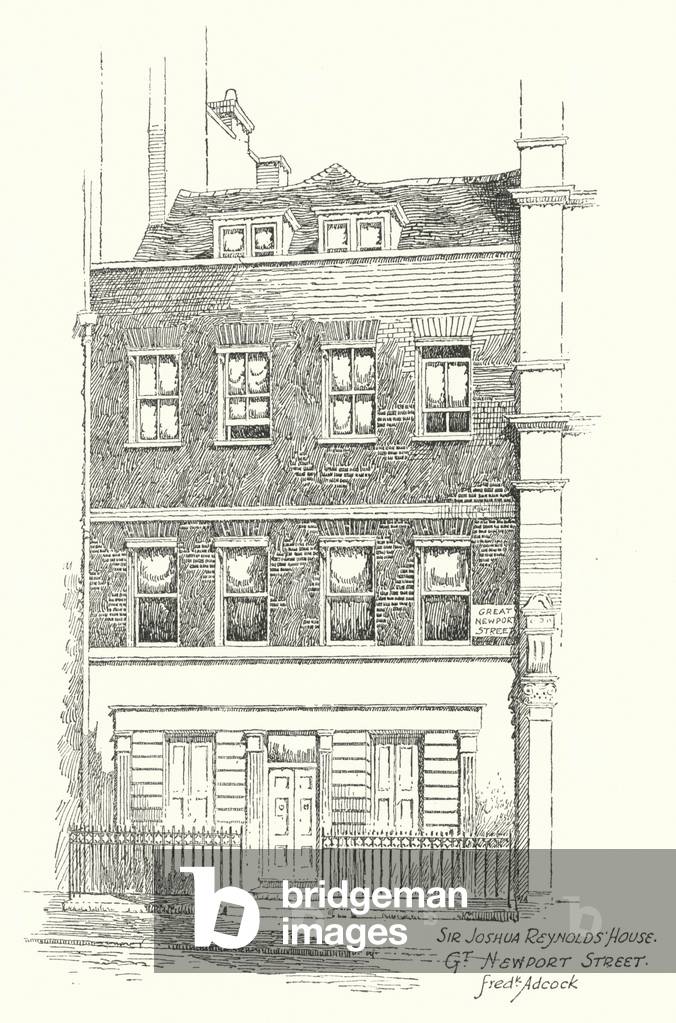 Sir Joshua Reynolds' House, Great Newport Street (litho)
