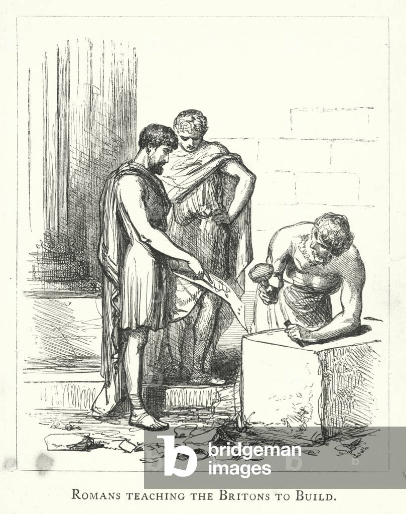 Romans teaching the Britons to build (engraving)