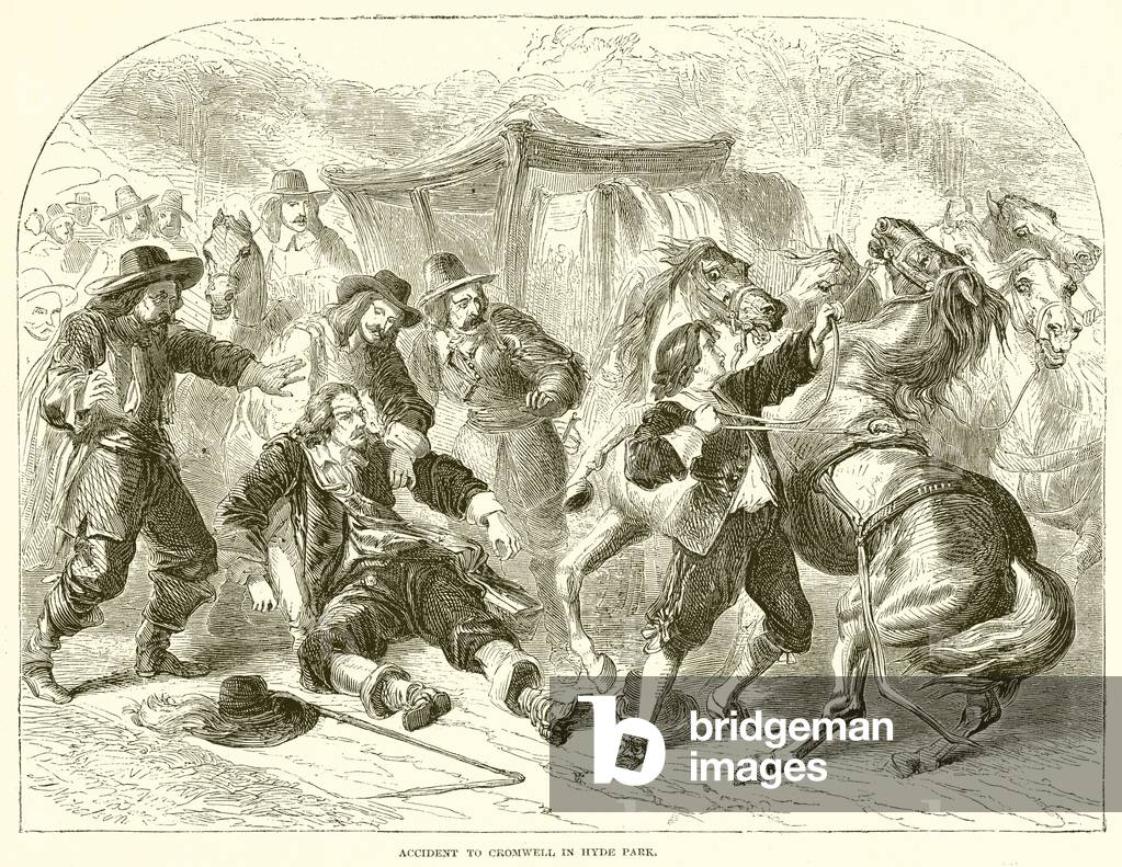 Accident to Cromwell in Hyde Park (engraving)