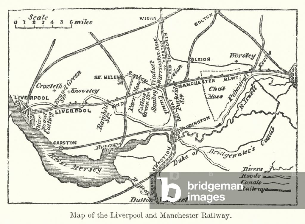 Map of the Liverpool and Manchester Railway (engraving)