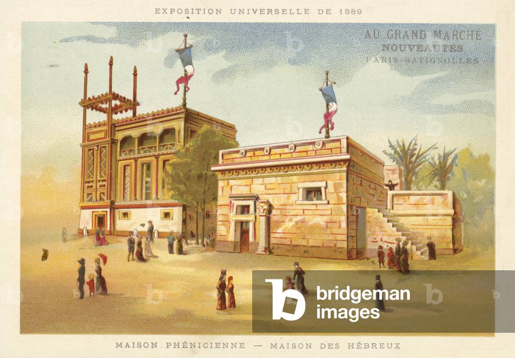 Phoenician house and Hebrew house, Exposition Universelle 1889, Paris (chromolitho)