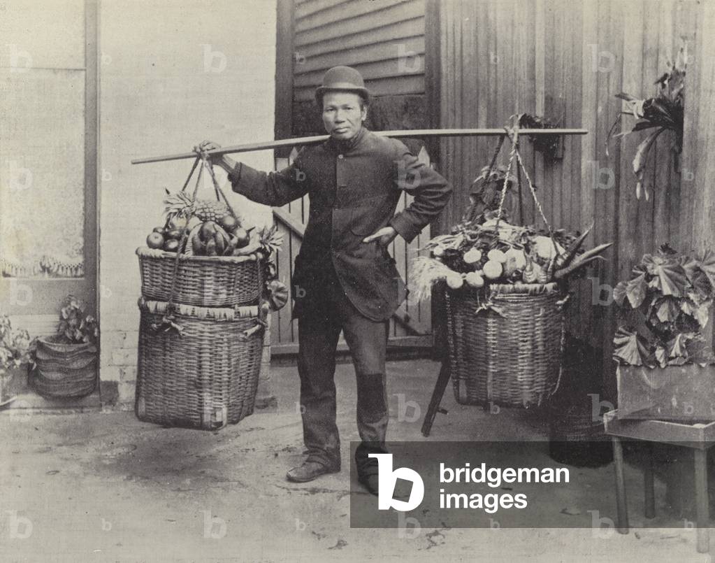 A Chinese Vegetable Hawker (b/w photo)