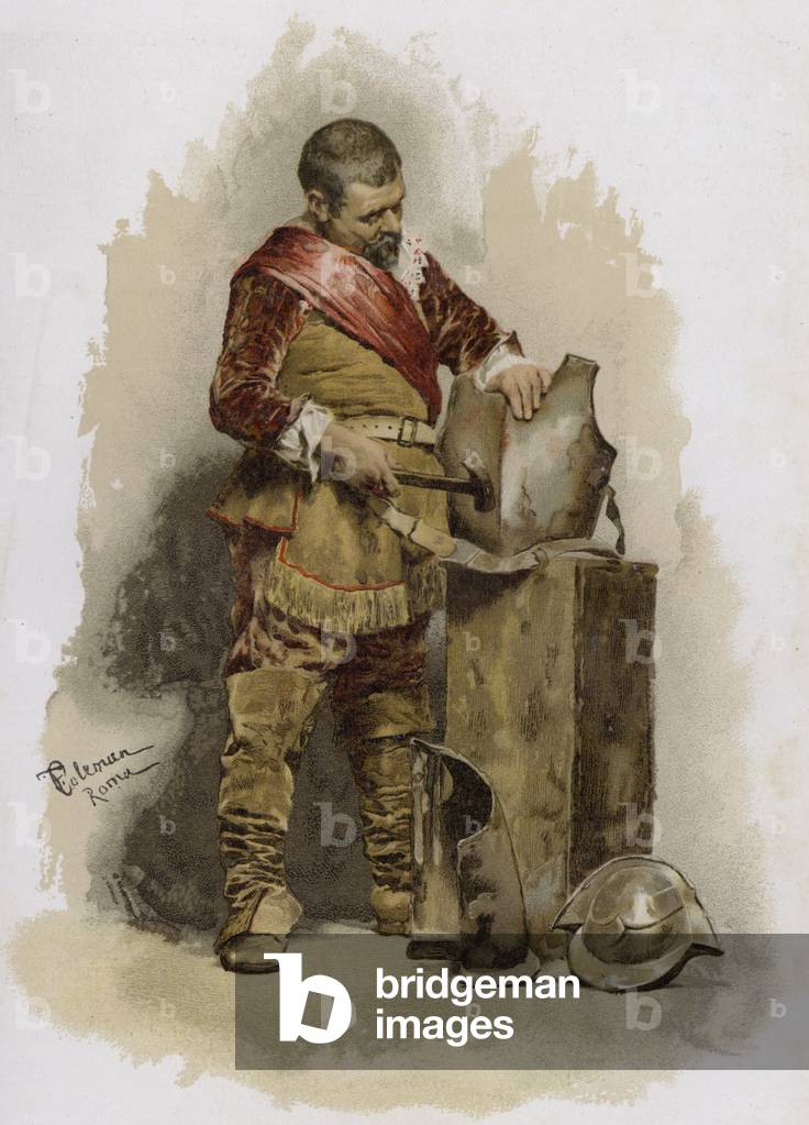 Repairing armour (chromolitho)