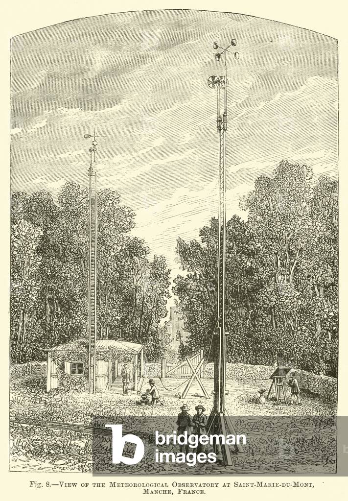 View of the Meteorological Observatory at Saint-Marie-du-Mont, Manche, France (engraving)