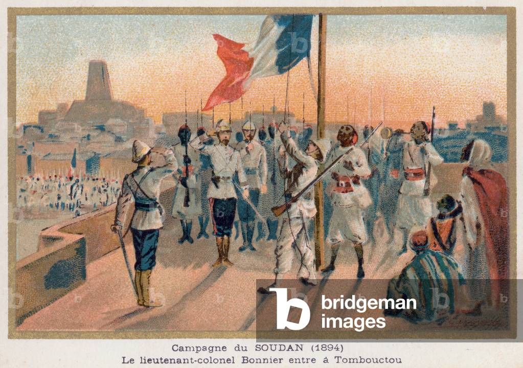 Entry of Lieutenant-Colonel Bonnier into Timbuktu (chromolitho)