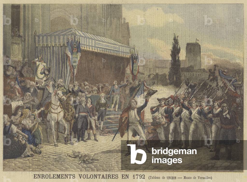 Volunteers Enlisting in 1792 (colour litho)