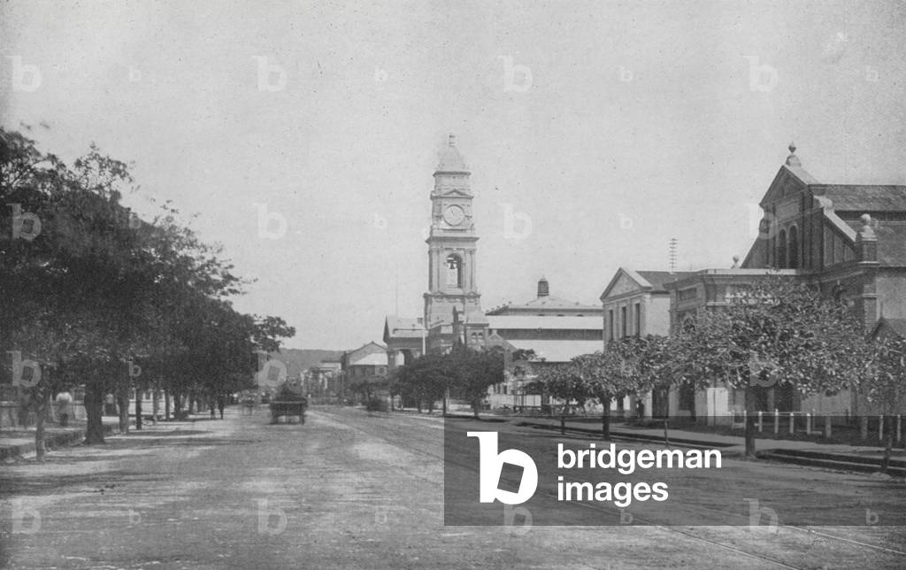 South Africa: West Street and Town Hall, Durban (b/w photo)