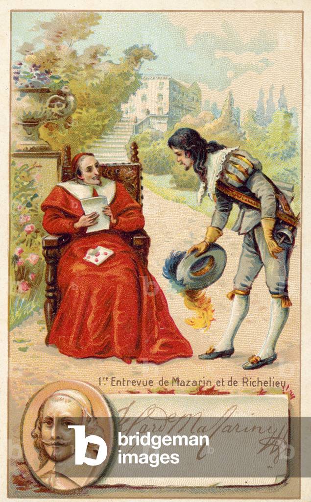 Meeting of Cardinal Richelieu and Jules Mazarin, 17th Century (chromolitho)
