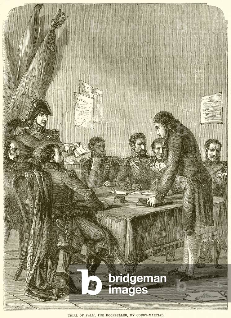 Trial of Palm, the Bookseller, by Court-Martial (engraving)