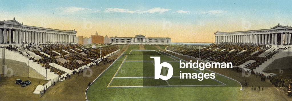 Soldiers Field and New Field Museum (coloured photo)