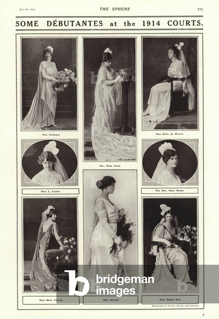 Some debutantes at the 1914 courts (b/w photo)