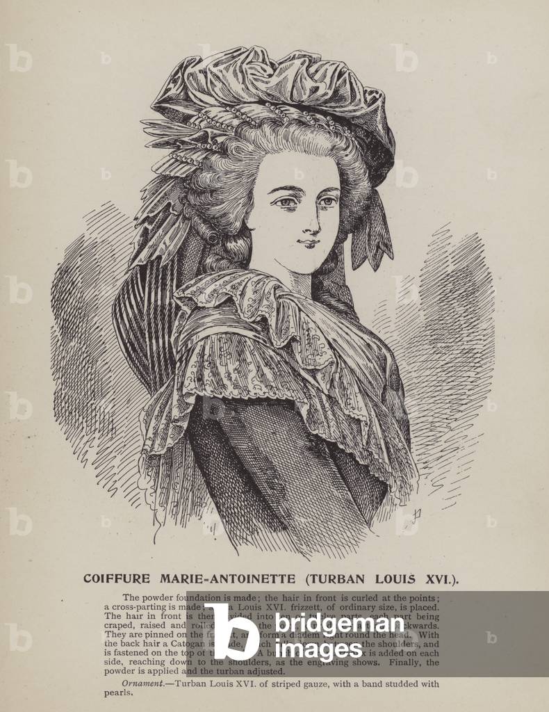 Coiffure Marie-Antoinette, Turban Louis XVI (engraving)