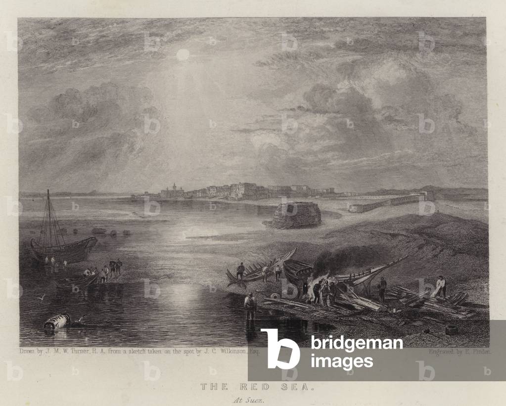 The Red Sea, at Suez (colour litho)