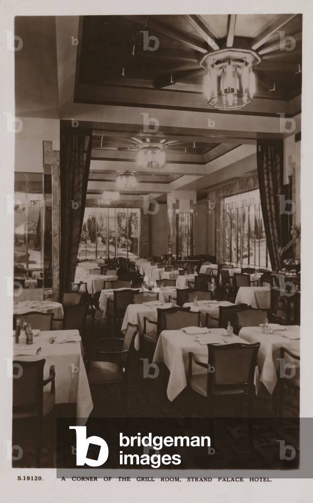 A Corner of the Grill Room, Strand Palace Hotel (b/w photo)