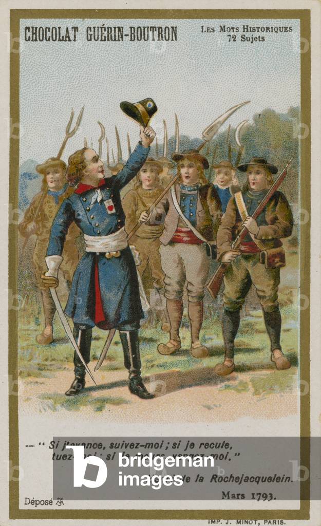 Chocolat Guerin-Boutron trade card, Historic Words series (chromolitho)