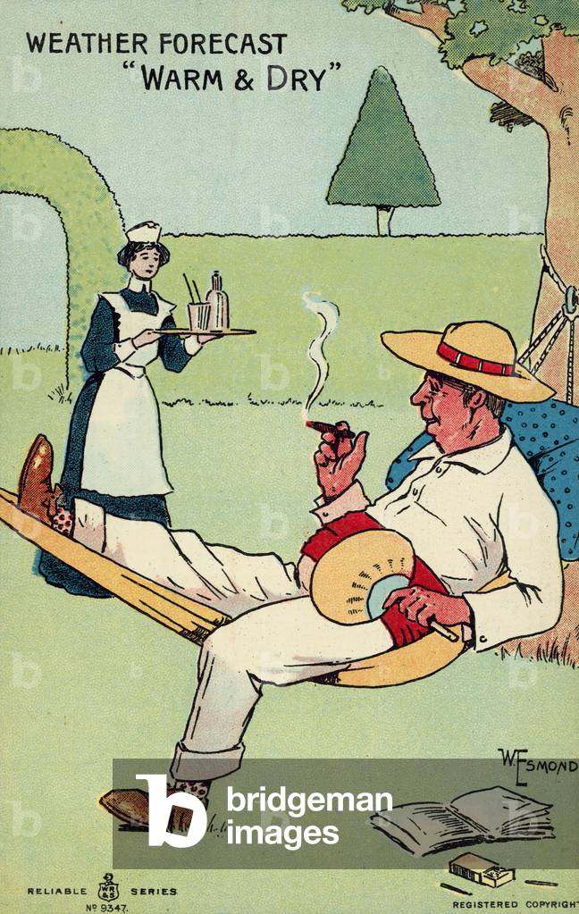 Weather forecast, warm and dry (colour litho)