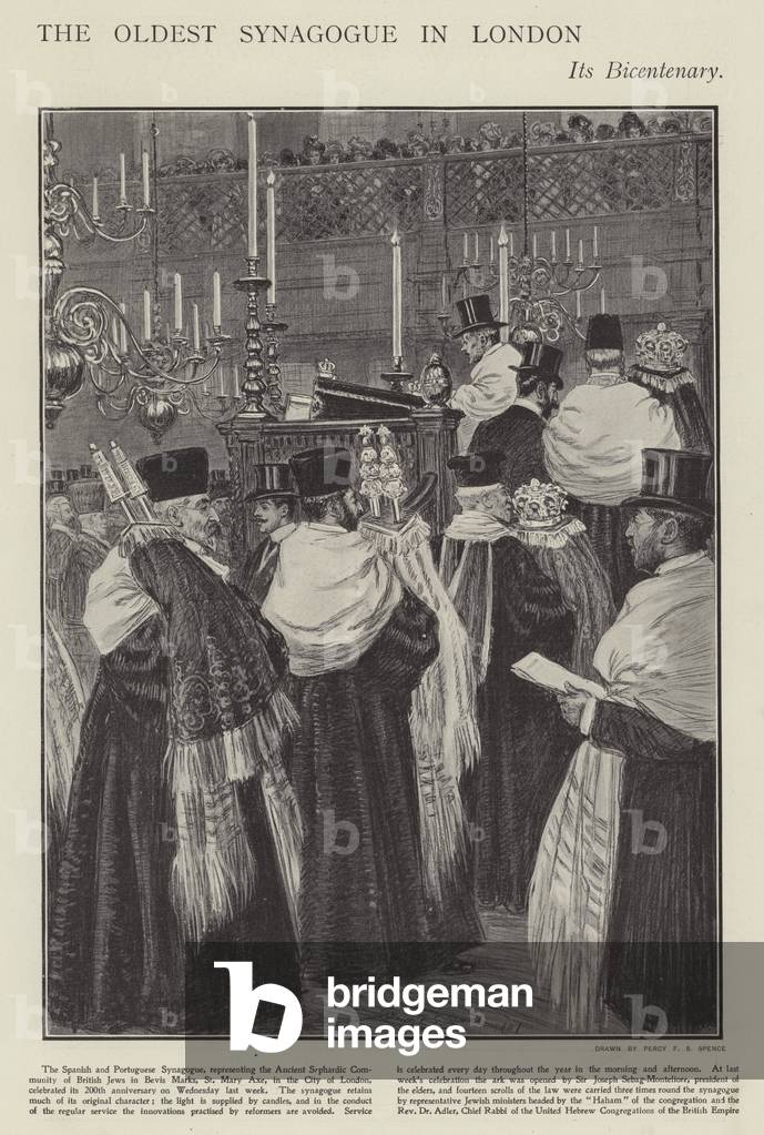 Bicentenary of the Spanish and Portuguese Synagogue, the oldest synagogue in London (litho)