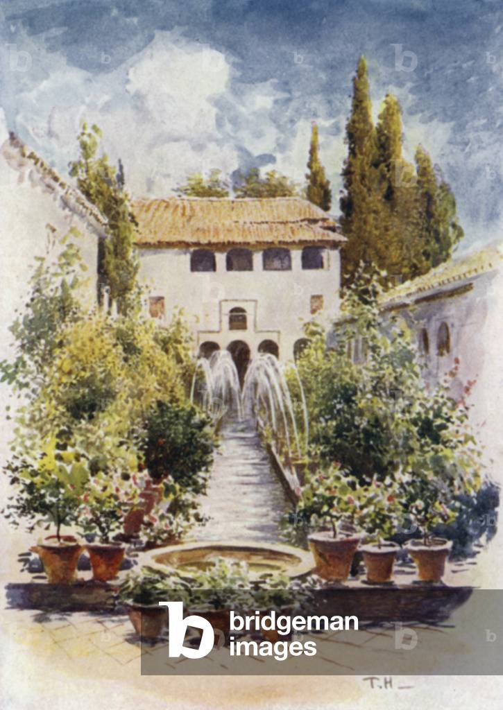 Generalife, Acequia Court (colour litho)