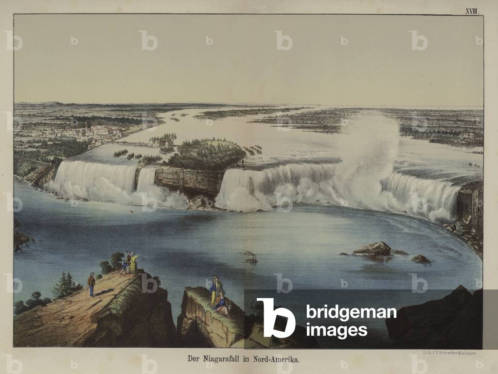 Niagara Falls in North America (colour litho)