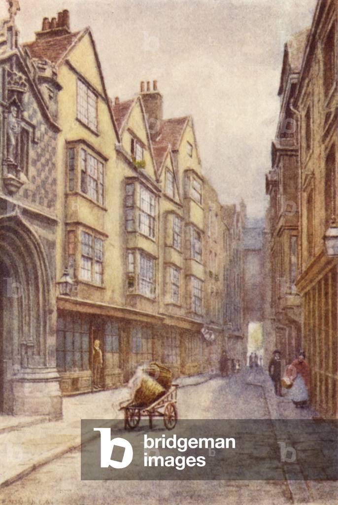 Cloth Fair, West Smithfield, looking West, 1904 (colour litho)