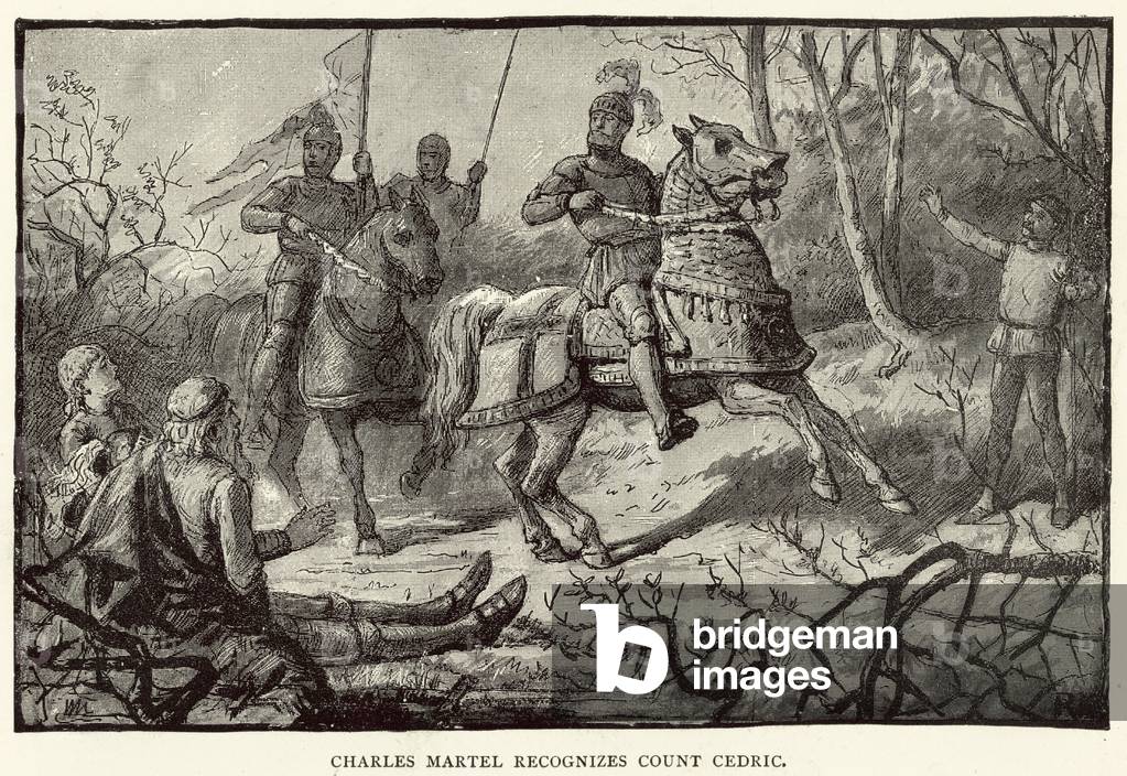 Charles Martel recognizes Count Cedric (engraving)