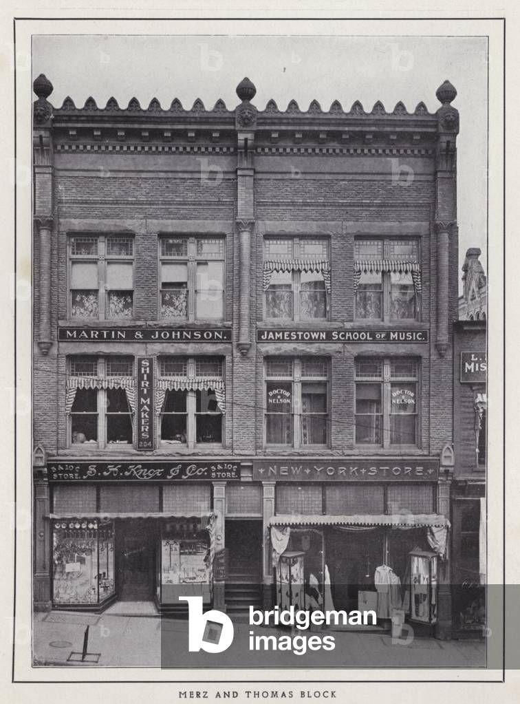 Jamestown, NY: Merz and Thomas Block (b/w photo)
