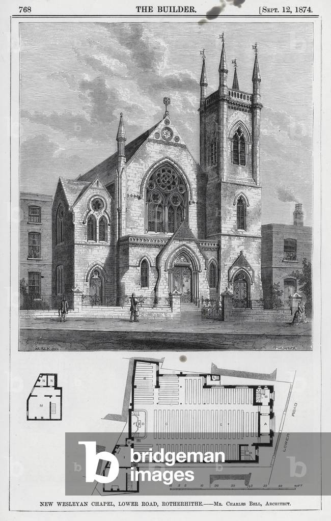 New Wesleyan Chapel, Lower Road, Rotherhithe (engraving)