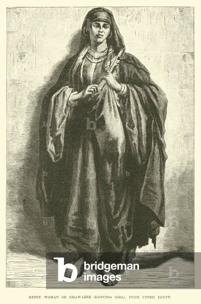 Gypsy woman or Ghawazee, dancing girl, from Upper Egypt (engraving)
