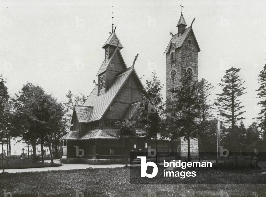 Riesengebirge, Kirche Wang (b/w photo)