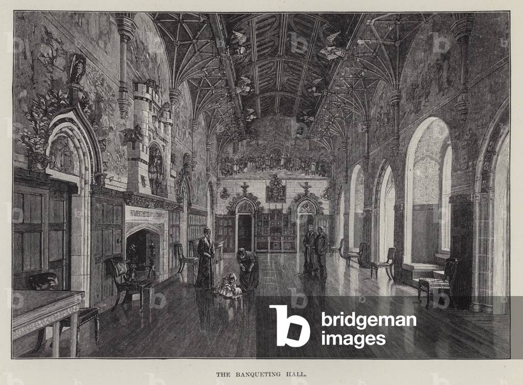 Cardiff Castle, The Banqueting Hall (litho)
