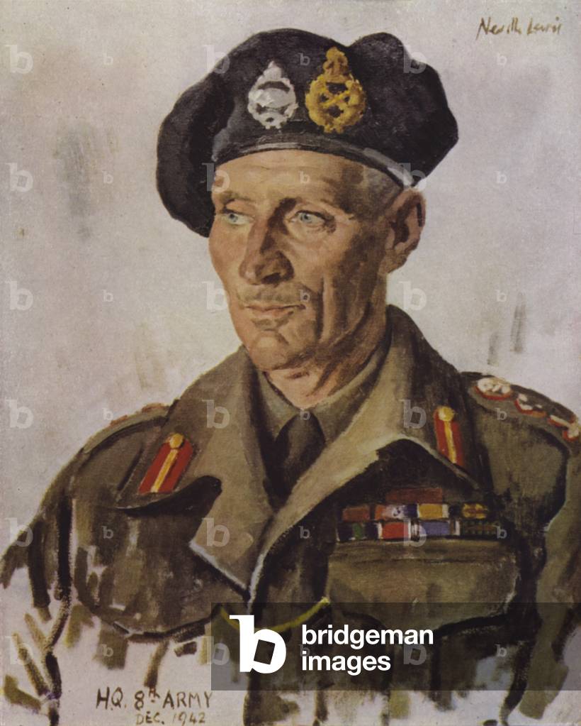 Bernard Montgomery, 1st Viscount Montgomery of Alamein, British Field Marshal, at Eighth Army headquarters, North Africa, World War II, 1942 (colour litho)
