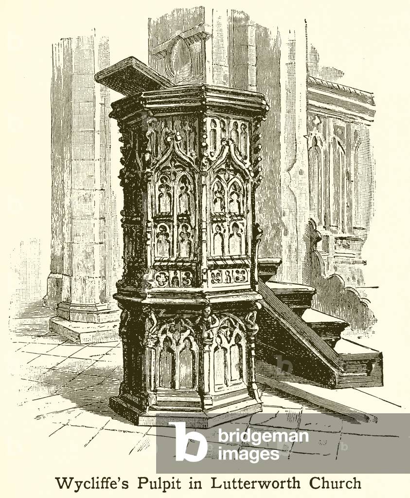 Wycliffe's Pulpit in Lutterworth Church (engraving)