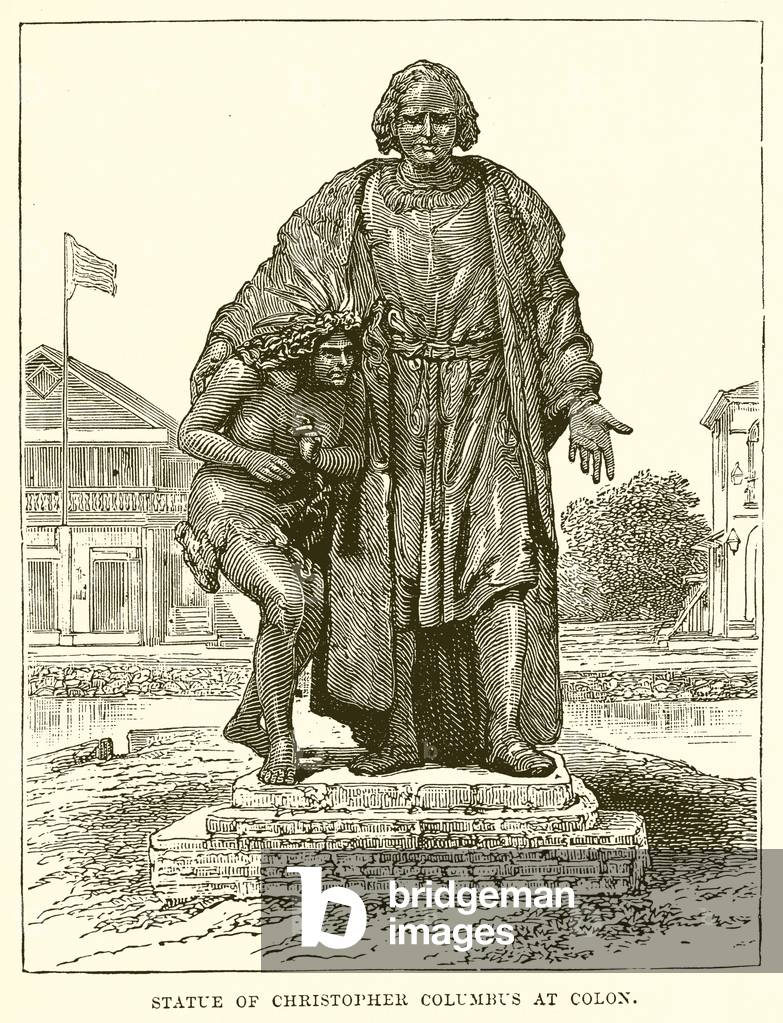 Statue of Christopher Columbus at Colon (engraving)