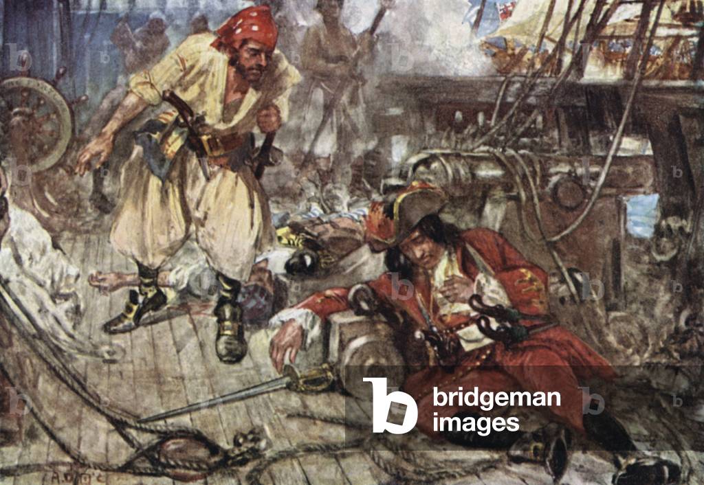 One Stephenson ... swore at him, and bade him stand up and fight like a man (colour litho)